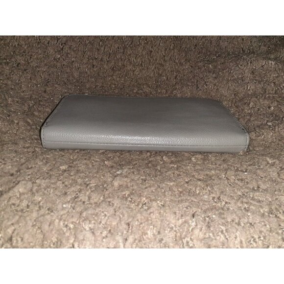 FOSSIL-HEIDI-Wallet Clutch-Gray Pebbled Leather Zip Around-Near Mint - Picture 3 of 7